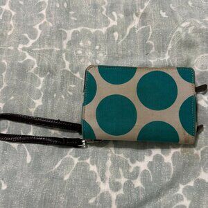 Thirty-One Zip Around Wallet Teal and Taupe Wristlet